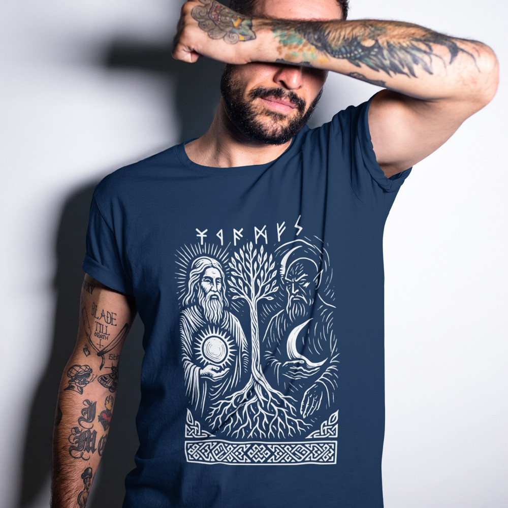 Футболка мужская однотонная летняя качественная патриотическая с принтом "Белобог и Чернобог" Запорожье - изображение 2