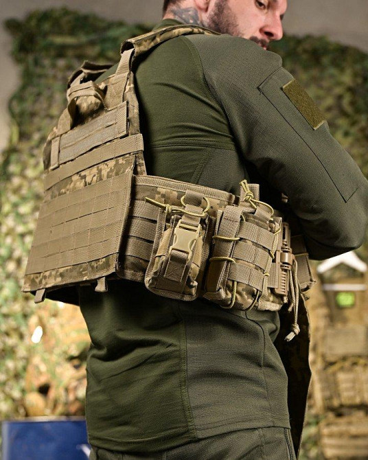 Плитоноска 4 быстрых сброса с напашником Cordura пиксель ПП4632 Одесса - изображение 5