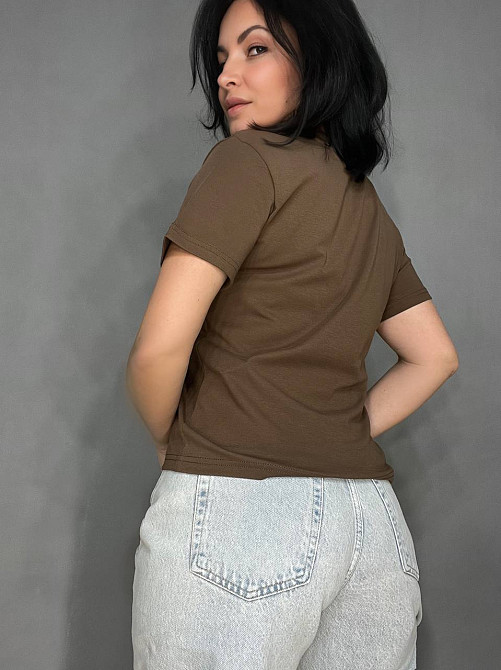 Футболка жіноча A-N 911-20 середня довжина вишня камінчики one size, коричневий, one size Київ - фото 9