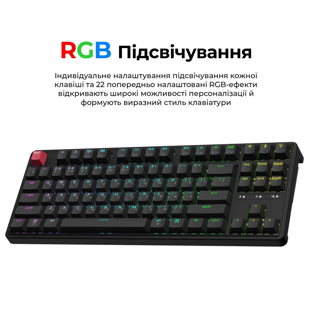 Клавіатура бездротова Keychron C3 Max Super Red Switch Black RGB (C3M-H1-UA) ( 18780 ) Харьков - изображение 11
