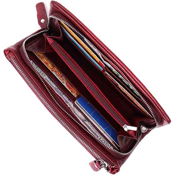 Добротний жіночий гаманець-клатч із двома блискавками з натуральної шкіри ST Leather 22528 Бордовий Київ