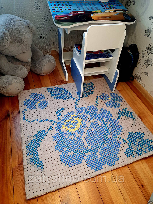 Ковер  вышитый роза голубая  96*90 см Киев - изображение 2