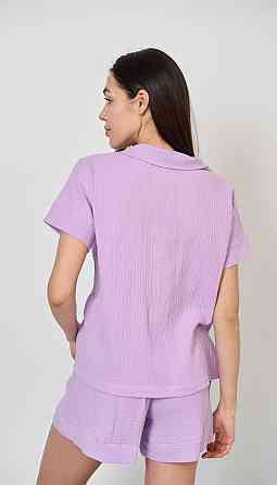 Мусліновий комплект жіночий шорти і сорочка лавандовий M Харків
