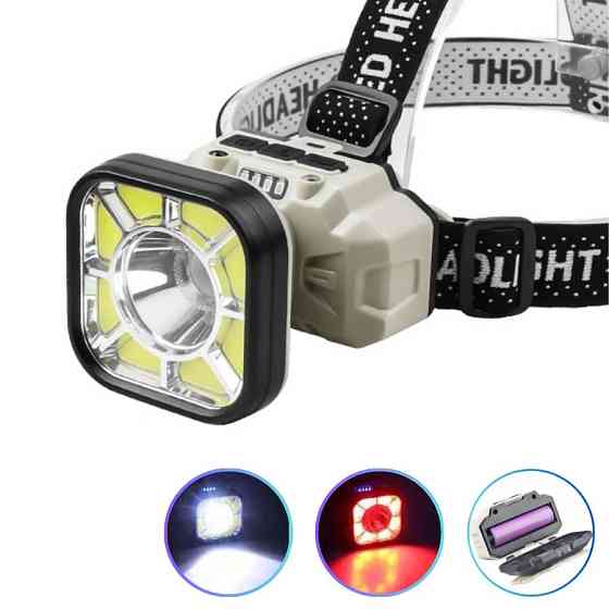 Ліхтар налобний 826X-XPE+8COB(White+Red), 1x18650 PU-62 Львів