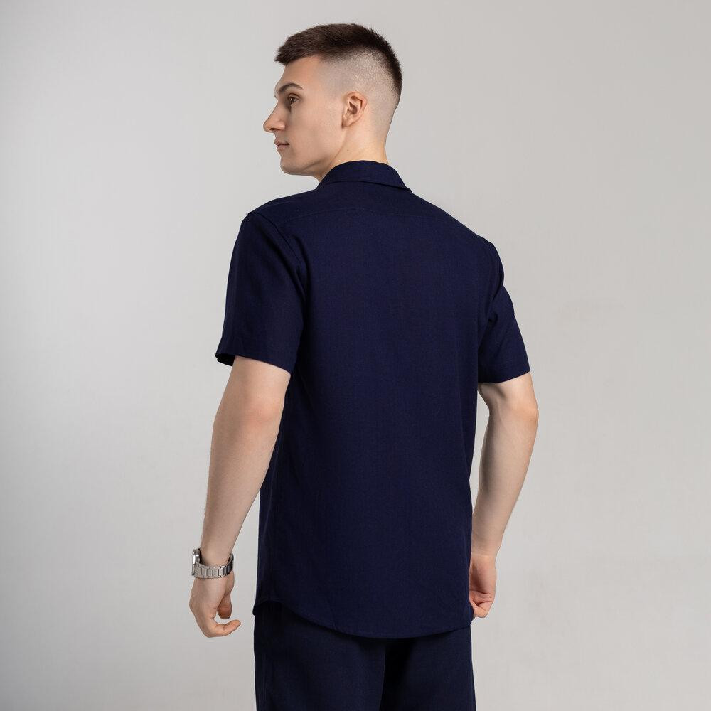 Чоловіча сорочка з коротким рукавом темно-синя Pobedov Marsel Київ - фото 2