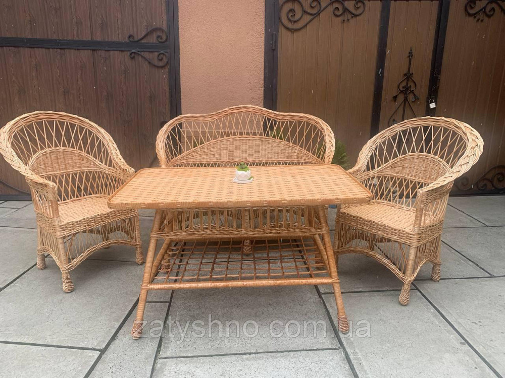 Плетеная мебель с диваном и  большим столом 120*70 Киев - изображение 2