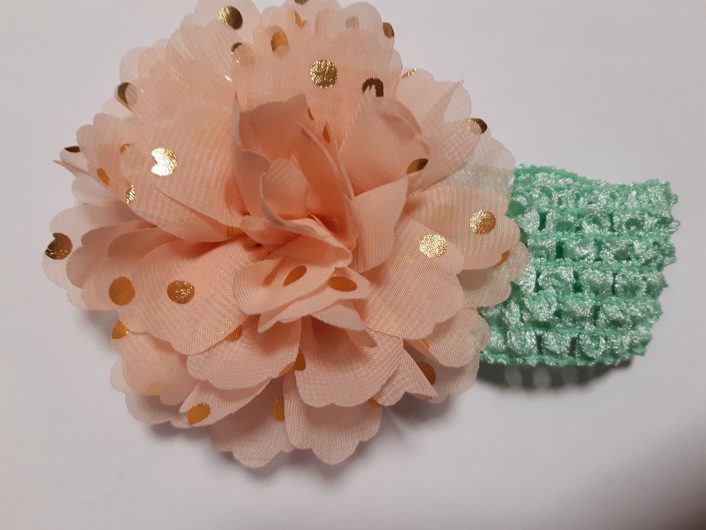 Дитяча пов'язка на голову чорний + синій - окружність голови близько 40-52см, діаметр квітки 9см Київ - фото 1