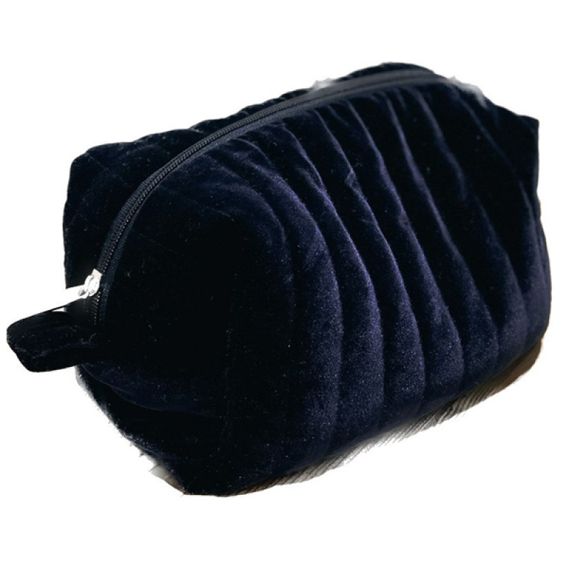 Большая женская бархатная косметичка 24x13x13 см (Синий) Сумы - изображение 2