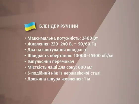 Блендер BITEK BT-330 ручний 2400Вт із чашею 600мл 2 швидкості занурювальний кухонний набір Одеса