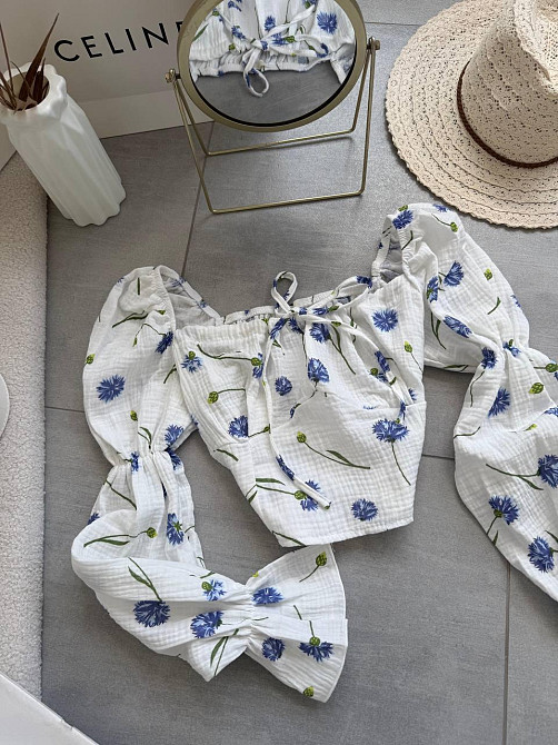 Жіночий літній романтичний топ муслін 100% бавовна Молочний 7 Одеса - фото 1