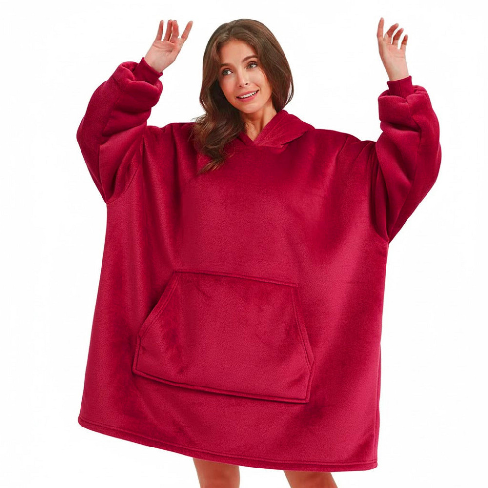 Плед толстовка з капюшоном (100х80см) HUGGLE HOODIE,Малиновий / Плед-худі / Оверсайз толстовка плед з капюшоном SBR Київ - фото 9