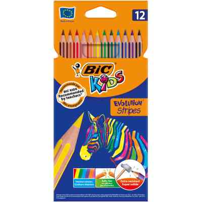Карандаши цветные Bic Evolution Stripers 12 шт (bc9505221) Винница