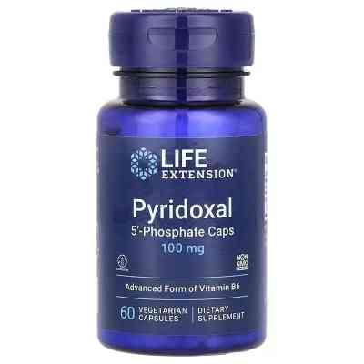 Витамин Life Extension Пиридоксаль 5''-фосфат, Витамин B6, 100 мг, Pyridoxal 5''-Phosphate Caps, 6 (LEX-12176) Винница