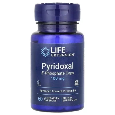 Витамин Life Extension Пиридоксаль 5''-фосфат, Витамин B6, 100 мг, Pyridoxal 5''-Phosphate Caps, 6 (LEX-12176) Винница - изображение 1