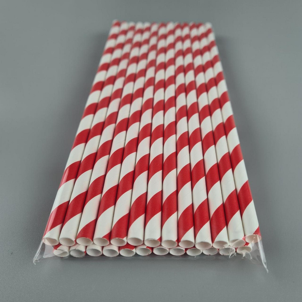 Соломка трубочка паперова Ø 5 мм 20 см "Вита" біло-червона 25 шт. (1 пачка) Харків - фото 2