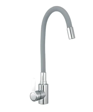 Смеситель для кухни Champion EZA-011 Chrome REFL.GRAY из нержавеющей стали серый гибкий гусь (CH6456) Черновцы