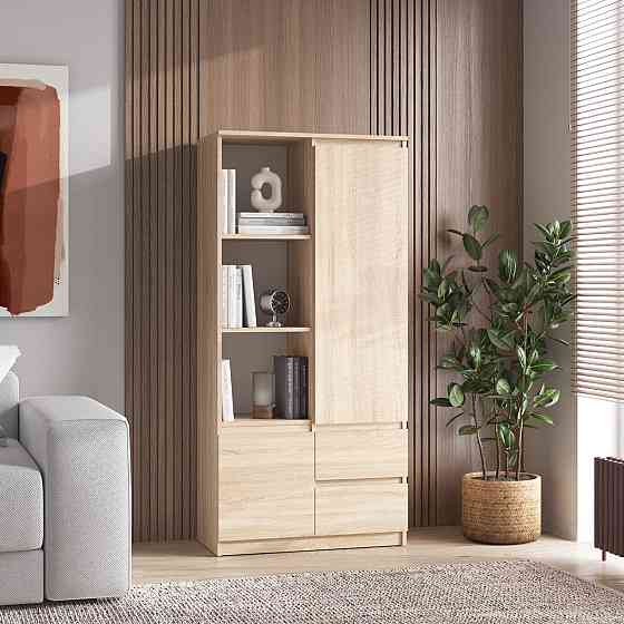 Шафа для книг VAYS R-26, пенал з полицями та шухлядами, ЛДСП, 80×40×170 см - для дому, офісу, вітальні Львів