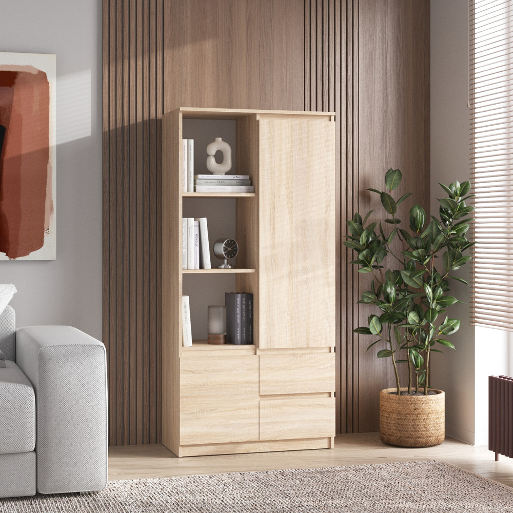 Шафа для книг VAYS R-26, пенал з полицями та шухлядами, ЛДСП, 80×40×170 см - для дому, офісу, вітальні Львів - фото 6