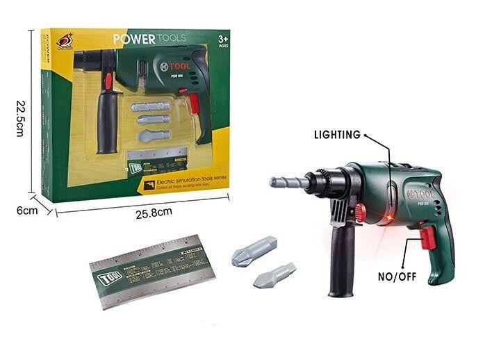 Дриль іграшкове підсвічування на батарейках 3 насадки на батарейках Зелений (0223-13) Чернигов - изображение 1