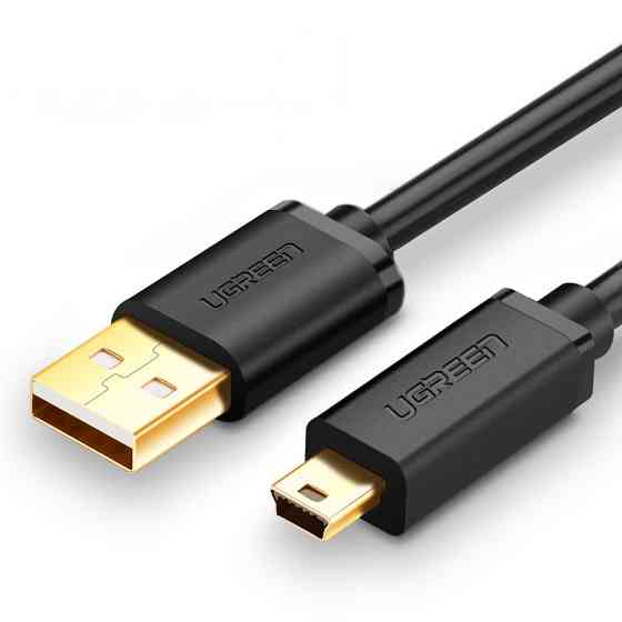 Кабель Mini USB Ugreen US132 для заряджання і передачі даних (Чорний, 3м) Николаев