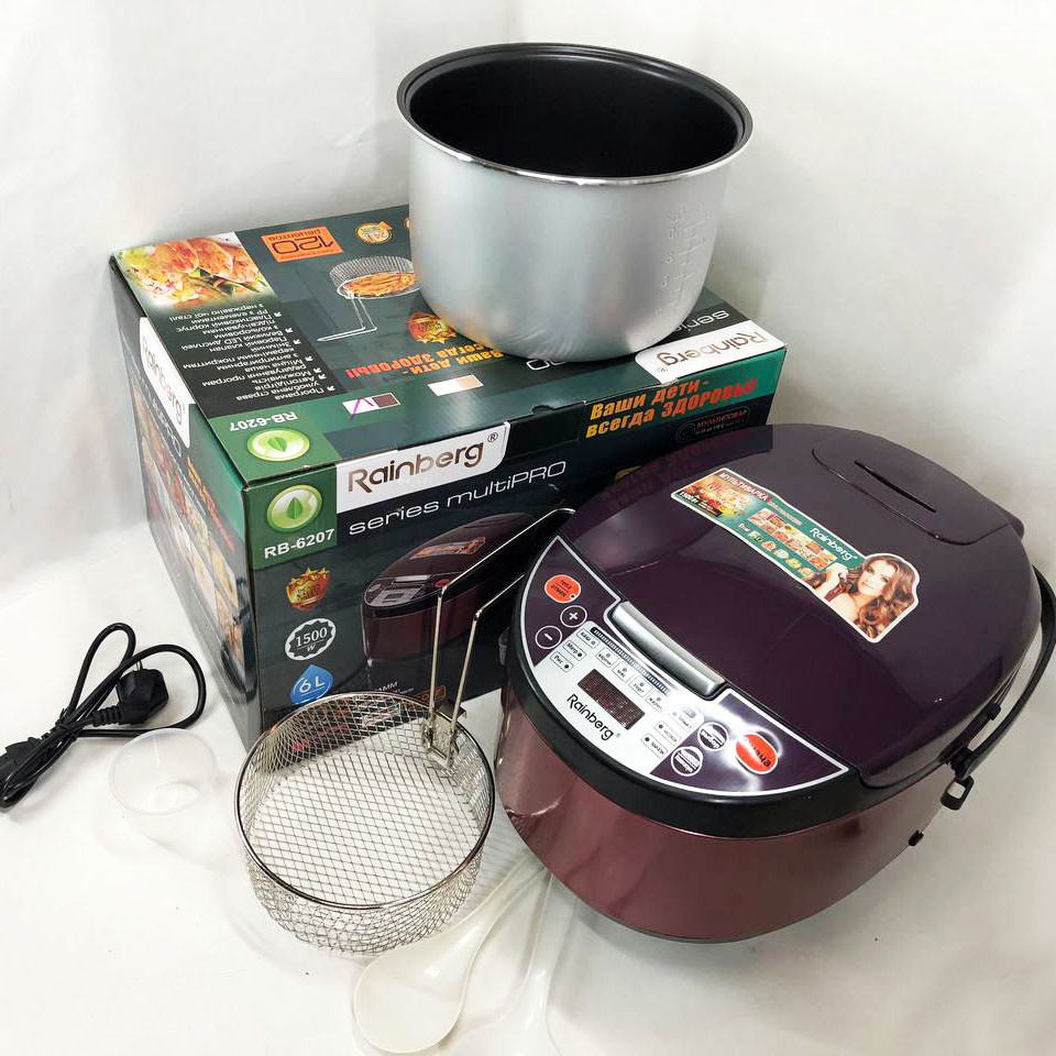 Мультиварка для готовки Rainberg RB-6207 1500Вт 6л, Бытовая мультиварка скороварка пароварка TA-41 Львов - изображение 20