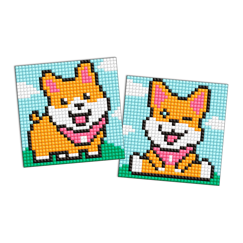 Алмазная мозаїка "Грайливі песики" AMG1060 на магнітній основі 9x9 см Вінниця - фото 1