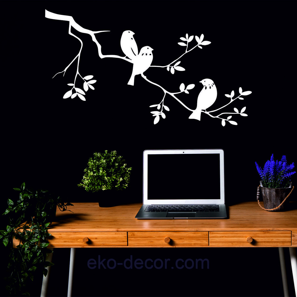 Декоративное настенное Панно «Птички на ветке», Декор на стену 70*39 см, Белый Киев - изображение 4