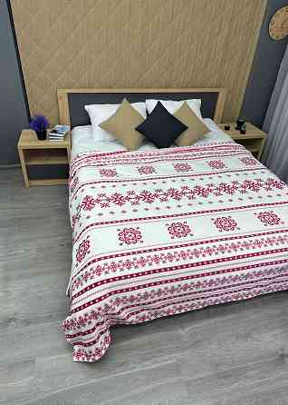Плед-покривало Decorator WellSoft ETNO 180х210 см з різдвяним принтом Білий з червоним (87-278) Київ