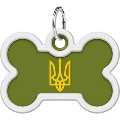 Адресник для животных WAUDOG Smart ID с QR паспортом "Тризуб олива", кость 40х28 мм (231-4032) Винница