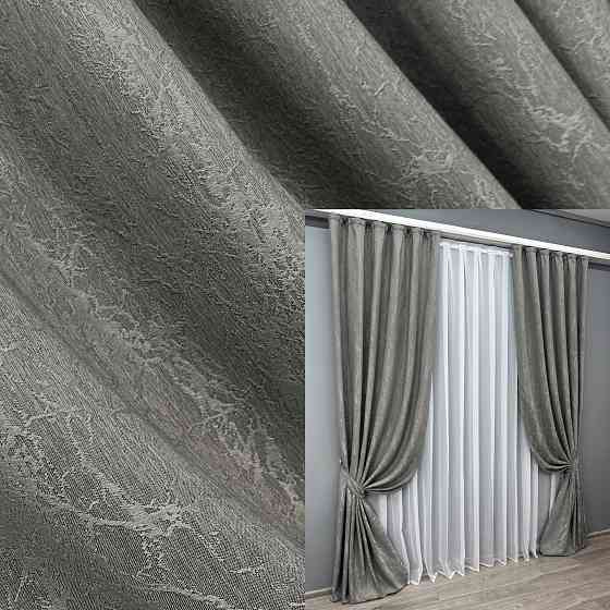 Комплект штор VR-Textil Жакард Viva Marmo № 1785ш Сірий 150х270 см 2 шт (33-0759) Київ