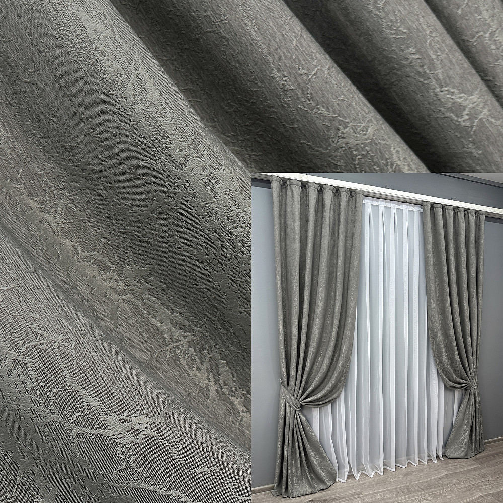 Комплект штор VR-Textil Жакард Viva Marmo № 1785ш Сірий 150х270 см 2 шт (33-0759) Київ - фото 1