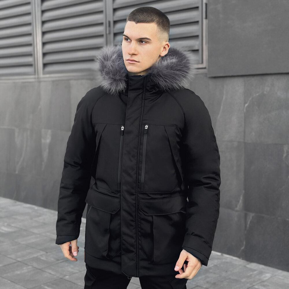 Парка чоловіча зимова з капюшоном Pobedov Seniora Udacha Gray Київ - фото 4