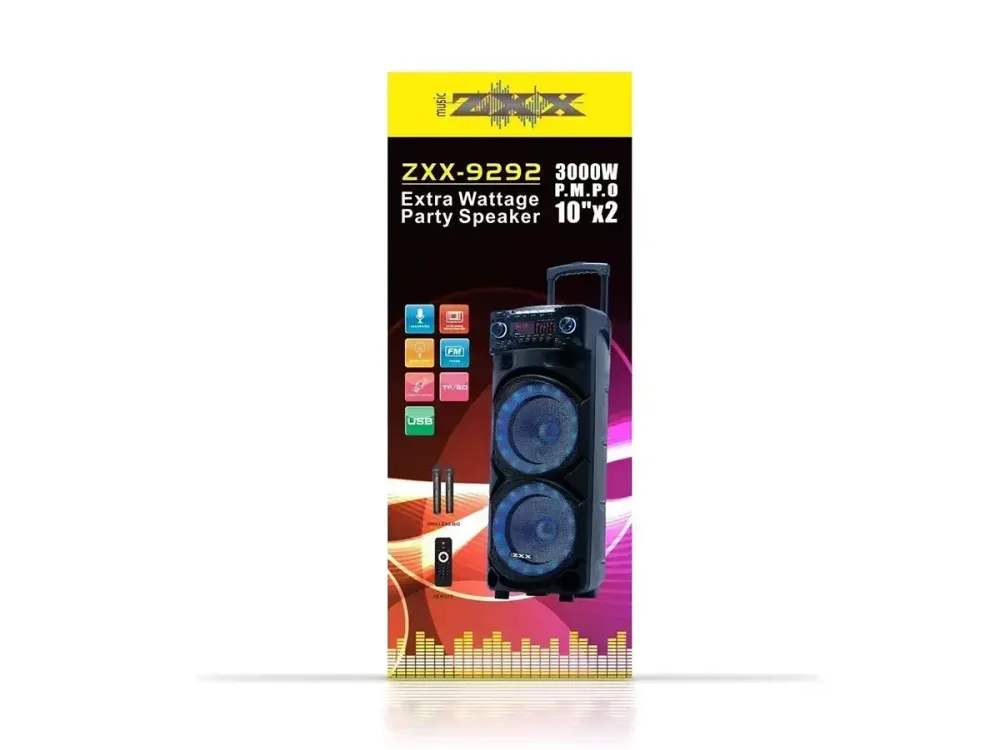 Акустична переносна колонка ZXX-9292 60Вт 10" 72х43х34см TWS/FM/USB/TF/SD/BT/REC/EQ/LED/2MIC/ДК Одеса - фото 3