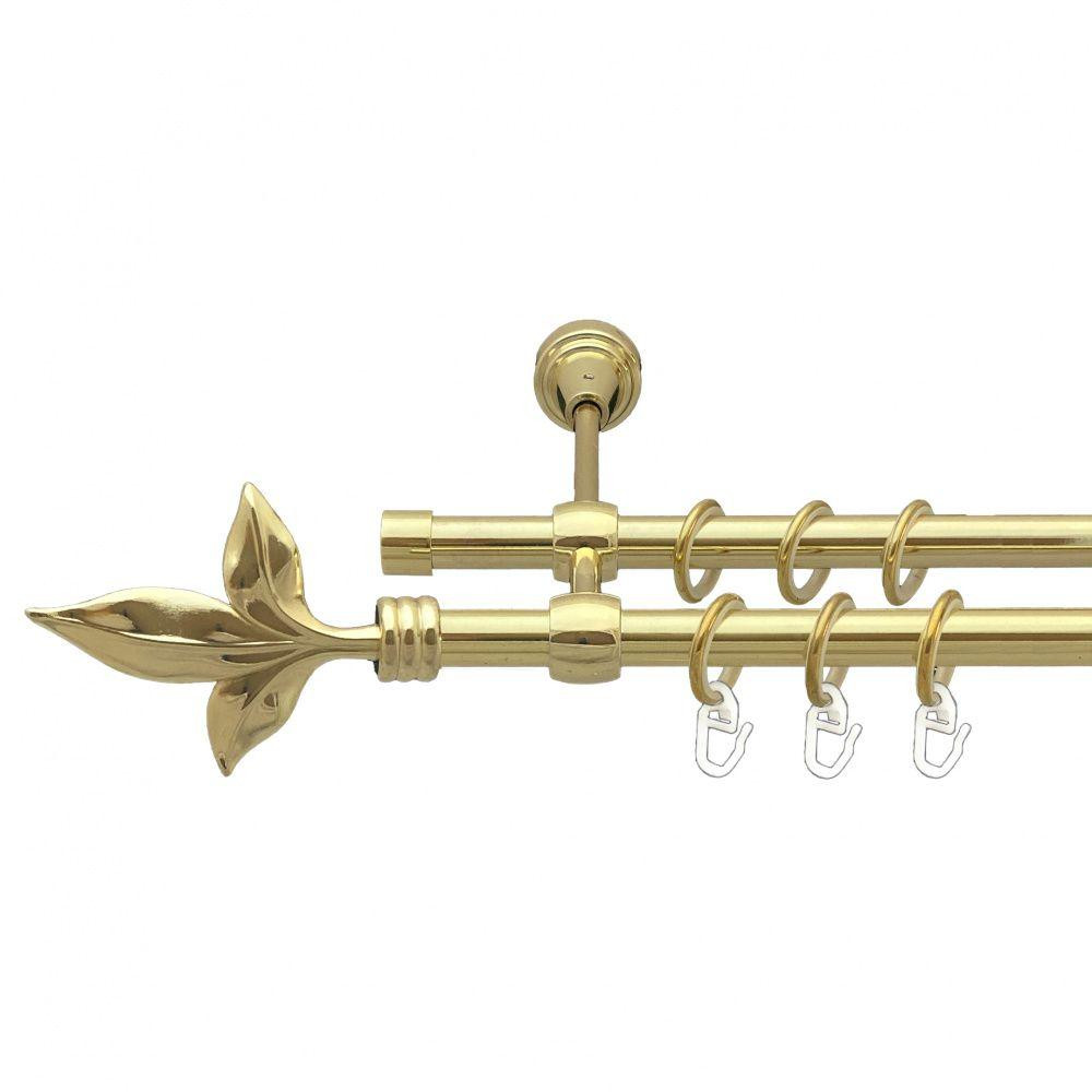 Карниз Orvit Листок Лілії металевий дворядний литий гладка труба кільце металеве Золото 16\16 мм 160 см (00-00014379) Львів - фото 1