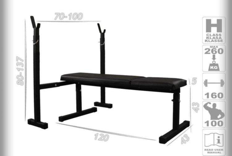 Лавка для жиму + 4 грифа + 100 кг дисків Гантелі, гирі, штанги та диски АВС пластик комплект Київ - фото 2