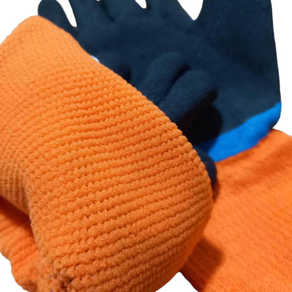 Рукавички зимові робочі оранжево-сині з нітриловим покриттям пальців, утеплені, міцні Харків - фото 4