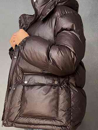 Куртка женская A-N 30046 глянцевая пуффер удлиненная с капюшоном S-M, коричневый, SM Киев