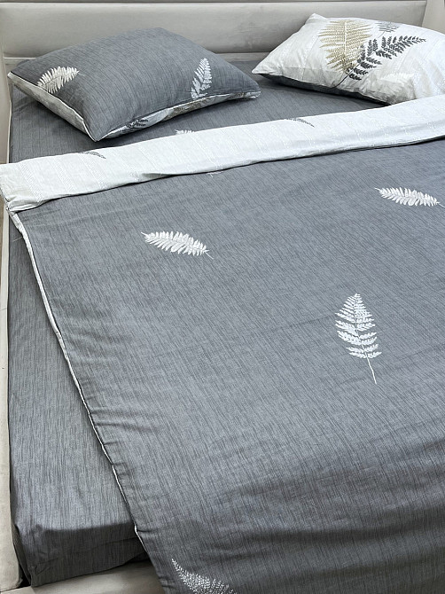 Ecotton Комплект постільної білизни Ecotton двоспальний Сімейний 150х215 см сірий Папороть (210 Коломыя - изображение 2