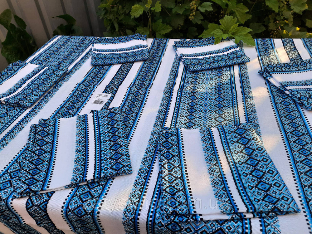Скатертина вишита в синьому кольорі Київ - фото 6