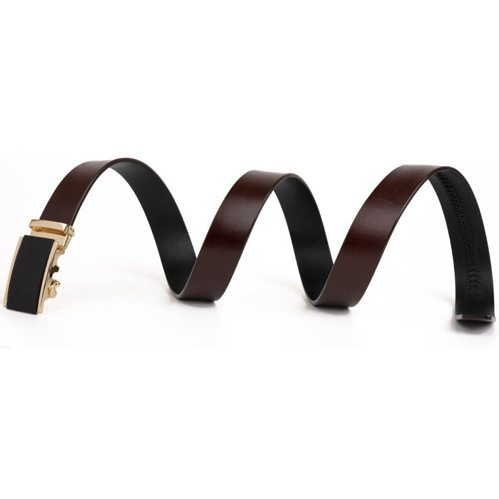 Ремінь чоловічий з золотистою прямокутною пряжкою Vintage 20260 Коричневий Київ - фото 2