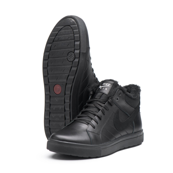 Чоловічі теплі зимові стильні черевики з натуральної шкіри та хутра Nike N8-1 зима Харків