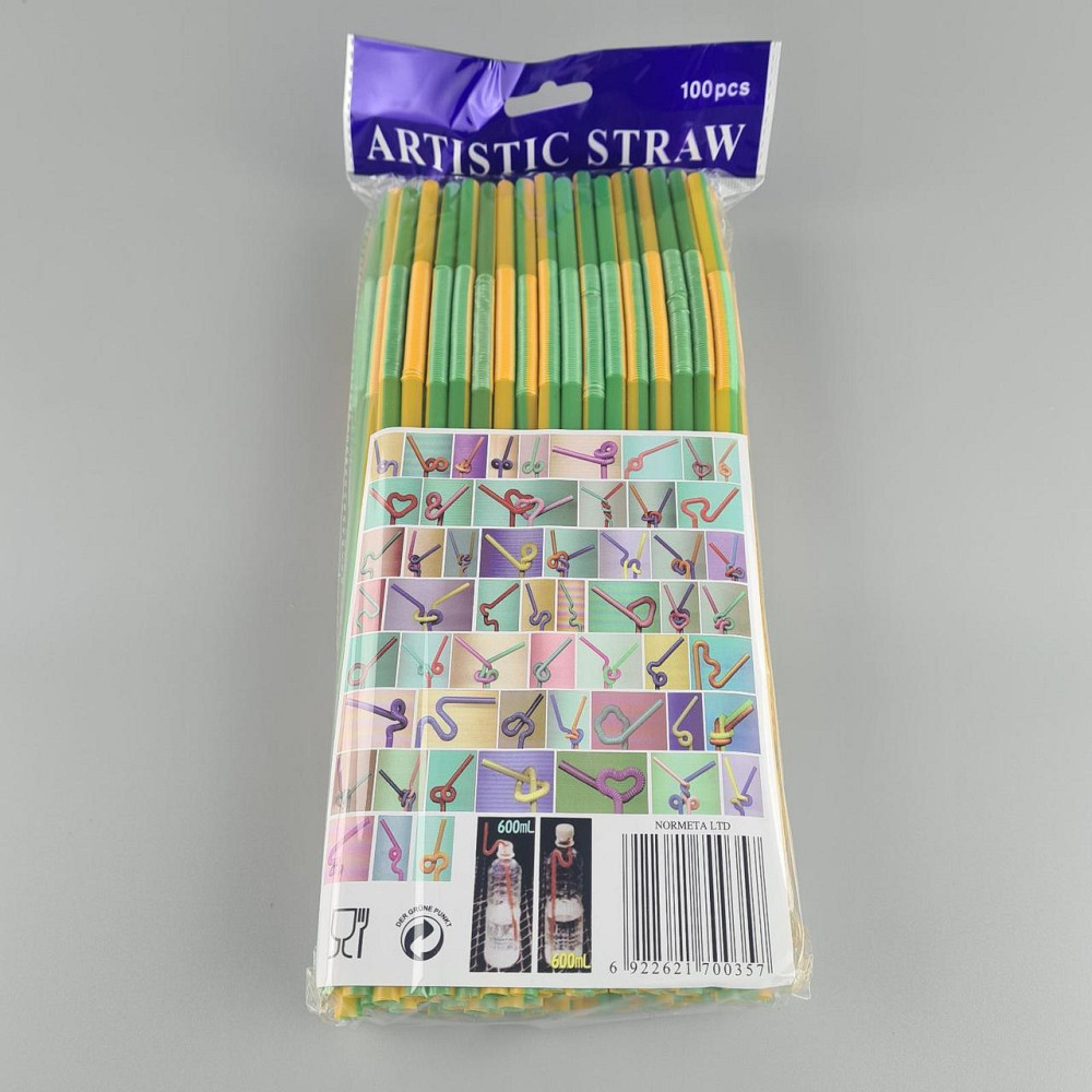 Трубочка-соломка для напитков с гофрой d6,0 -26см Желто-зеленая  Артистик (100 шт) Харьков - изображение 2