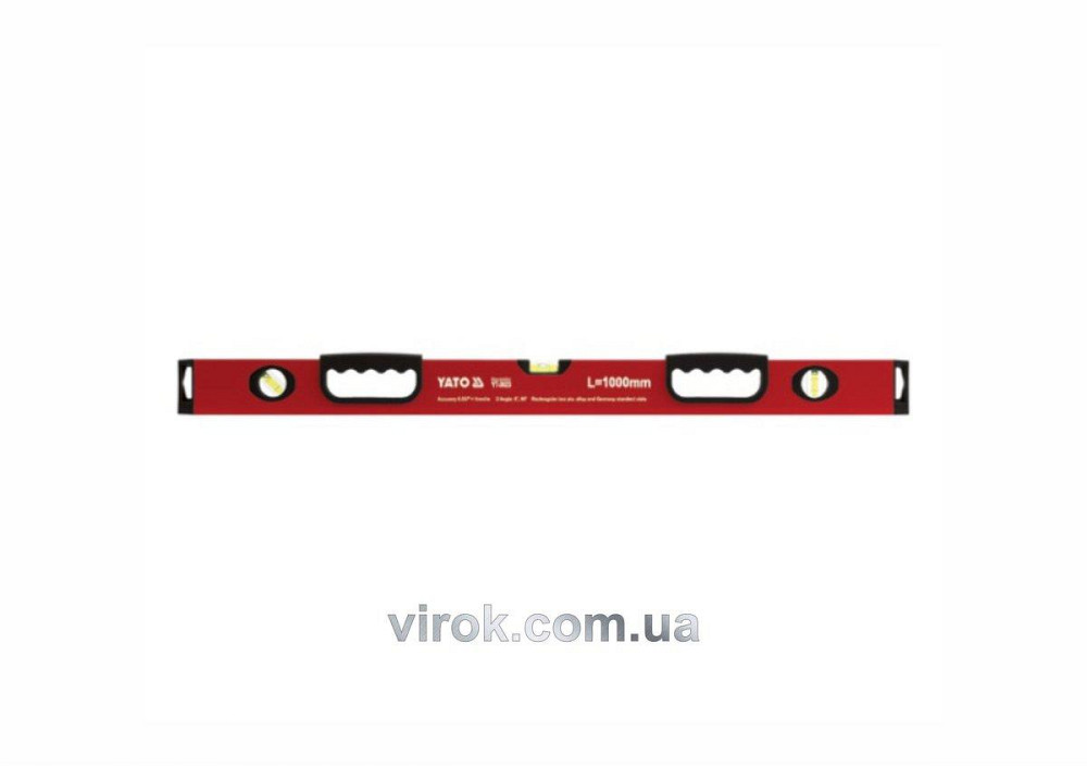 Рівень алюмінієвий YATO : L= 100 см. 3 капсули, 2 ручки [30] Одесса - изображение 1