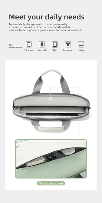 Сумка для ноутбука Tigernu T-L5239B 15.6" Green (T-L5239BGREEN) Київ - фото 3