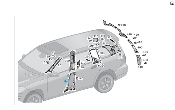 Mercedes-Benz  A1666902525 9051 Обшивка лівої стійки "B" нижня чорна ML/GLE W166 GLE Coupe C292 GL/GLS X166 Одеса