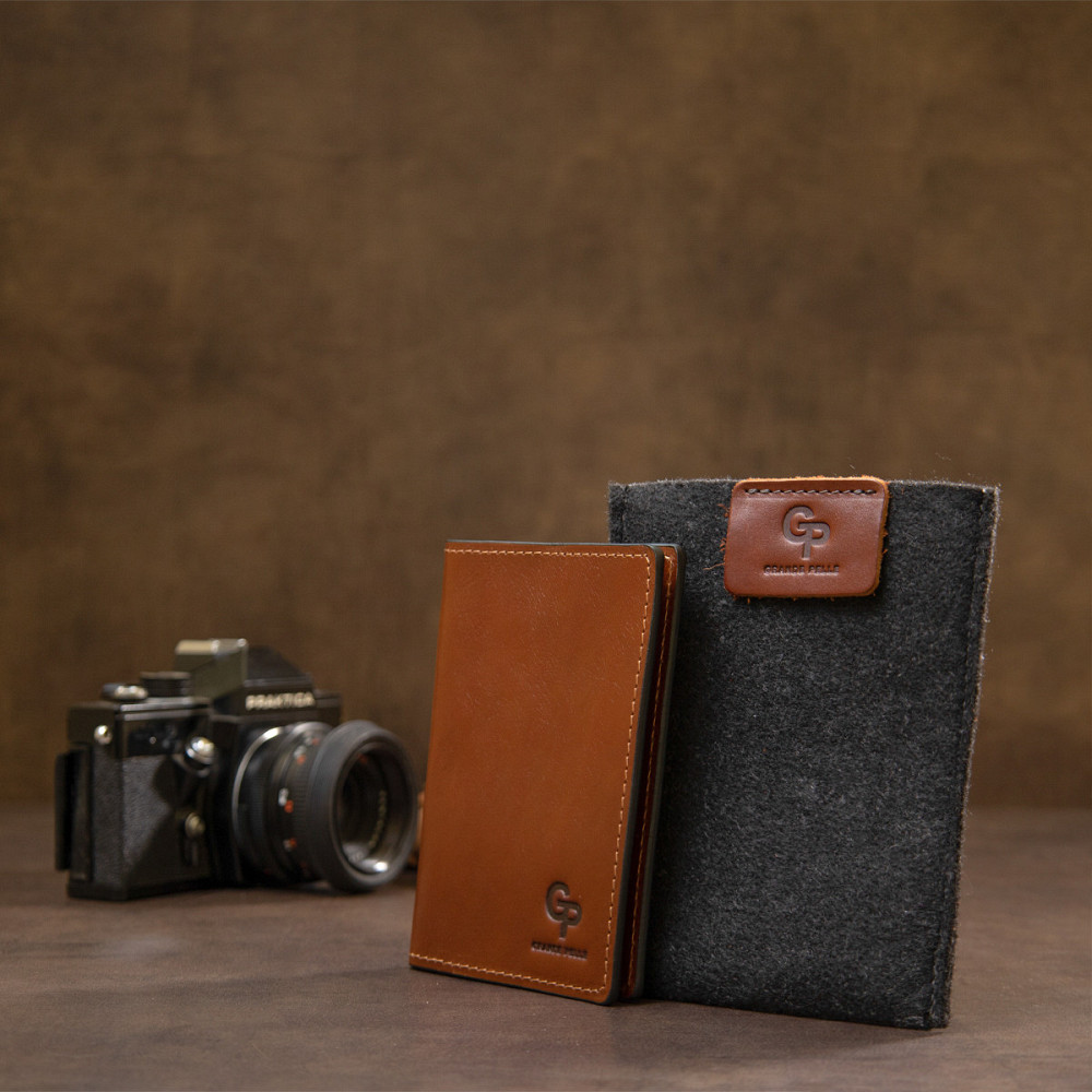 Обложка на паспорт из натуральной кожи Коричневый (GRANDE PELLE) Киев - изображение 4