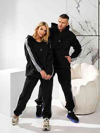 Женский повседневный флисовый костюм, двусторонний флис полар Черный, 48/52 Одесса