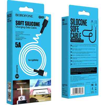 Дата кабель USB 2.0 AM to Lightning 1.0m 2.4A silicone BX31 white BOROFONE (6931474710369) Винница