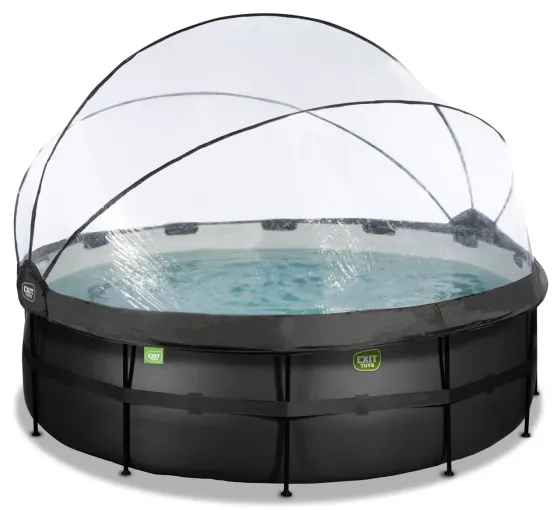 Басейн EXIT з куполом 427х122 см (пісочний фільтр) у кольорі black skin з тепловим насосом Київ