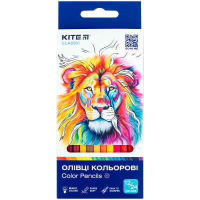 Олівці кольорові Kite Classic двосторонні, 12 кольорів (K-054) Вінниця - фото 1